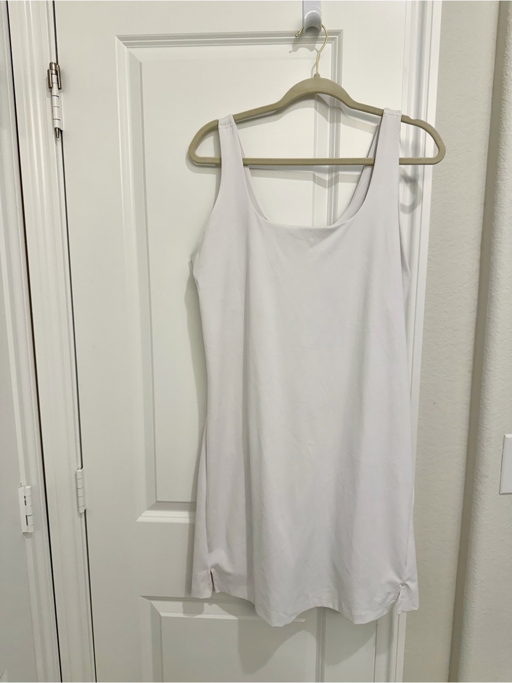 Women's White Slip Dress - Classic Scoop Neck